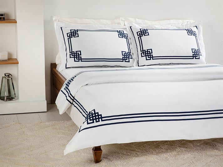 Roman Cu Bumbac Single Set Lenjerie De Pat 160x220 cm Indigo.