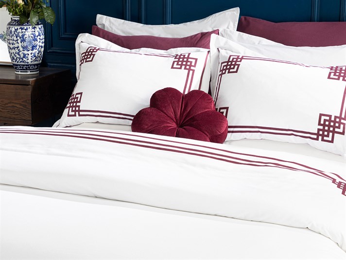 Roman Cu Bumbac Double Set Lenjerie De Pat 200x220 cm Bordo
