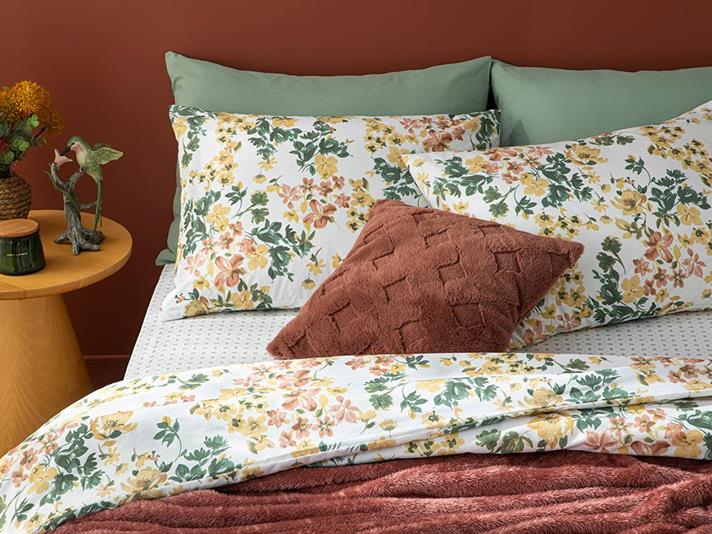 Romantic Ivy Set Lenjerie De Pat Single - Set Lenjerie De Pat Polycotton | English Home, 160 x 220 cm, Terracotta