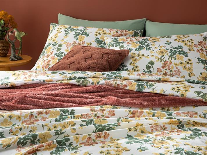 Romantic Ivy Set Lenjerie De Pat Single - Set Lenjerie De Pat Polycotton | English Home, 160 x 220 cm, Terracotta