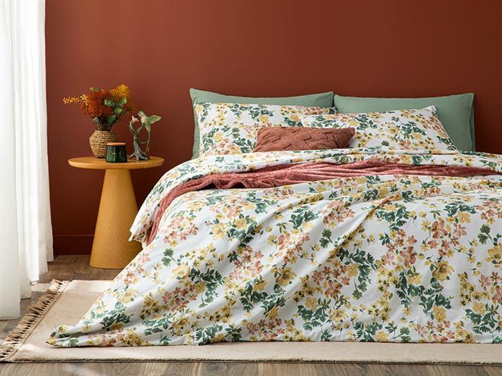 Romantic Ivy Set Lenjerie De Pat Single - Set Lenjerie De Pat Polycotton | English Home, 160 x 220 cm, Terracotta