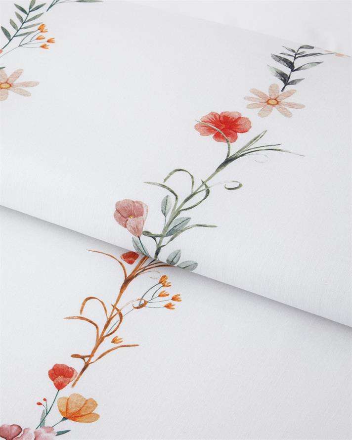 Lenjerie de pat completa, pentru o persoana, bumbac-viscoza, 160x220 cm/100x200 cm/50x70 cm, alb-roz