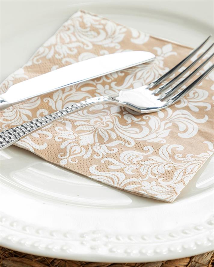 Romantic Toile Paper 20 pcs Tissue Napkin 25x25 cm Beige