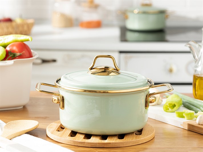 Rona Enamel Capped Pan 16 cm Green