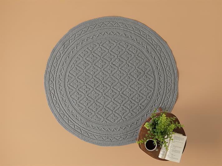 Ronita Cotton Rug 110x110 cm Gray