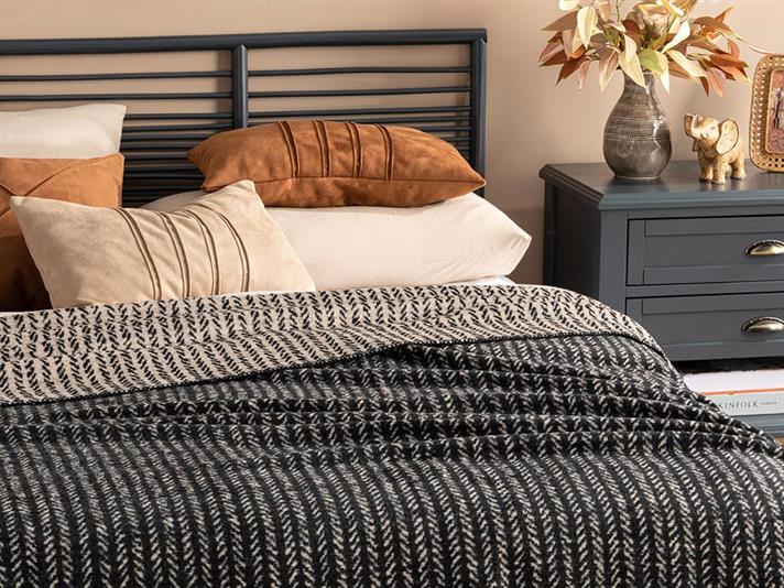 Rope Stripes Bumbac Dublu Pătură 200*220 Cm Negru