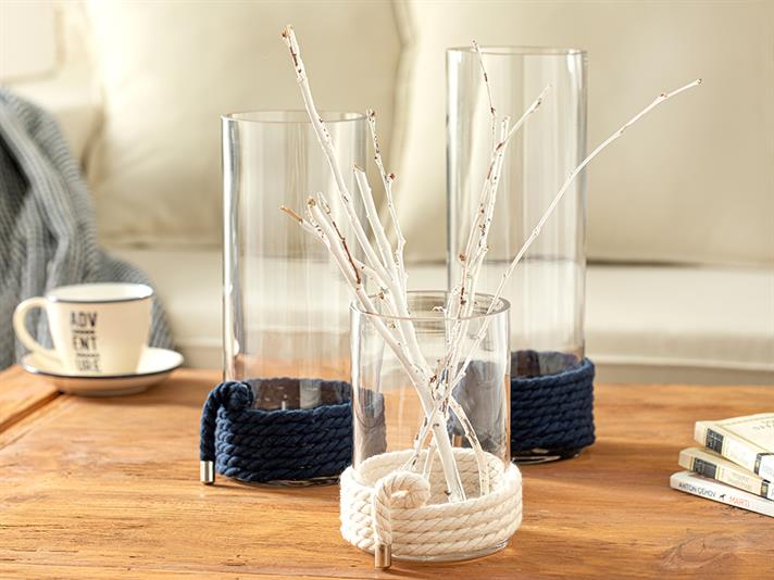 Vază, Rope, sticlă, 12x12x30 cm, bej