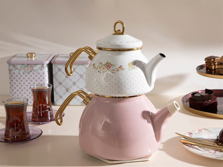Rosalinda Enamel Tea Pot 2,5 L White