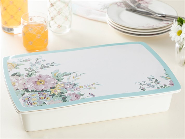 Rosalinda 3 Melamine Capped Breakfast Container 40x20 cm White-Blue