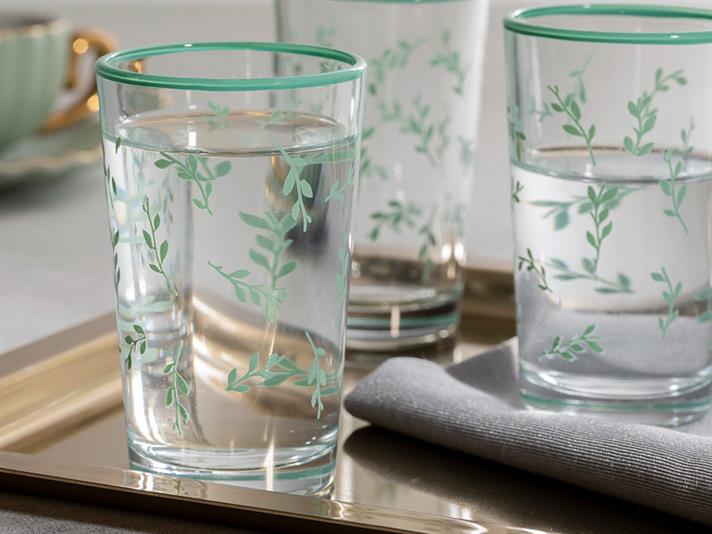 Rosalinda 4 Glass 6 Pcs for Coffee Side Water Glass 100 ml Sea Green