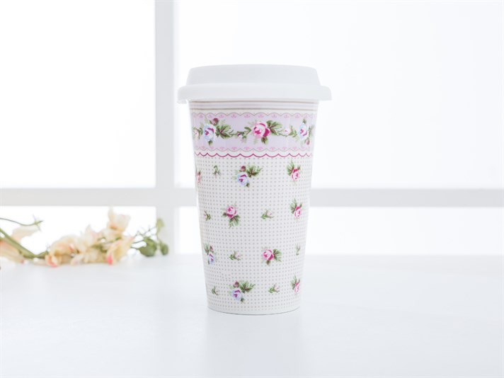Rose Bone China Travel Mug 300 ml Pink