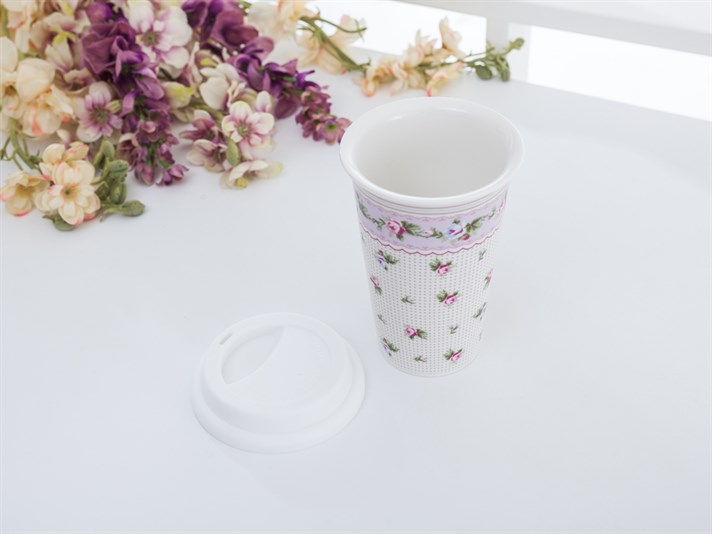 Rose Bone China Travel Mug 300 ml Pink