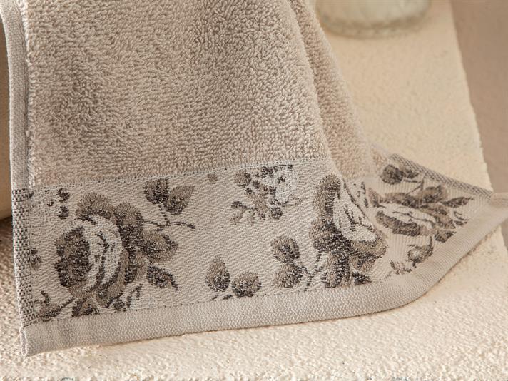 Rose Belle Bordered Hand Towel 30x40 cm Light Beige