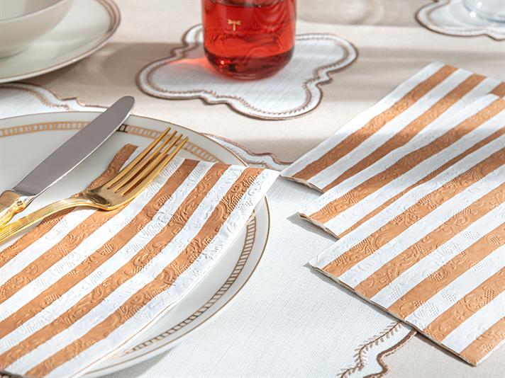 Rose Gold Striped Paper 20 Set Tissue Napkin 33x40
