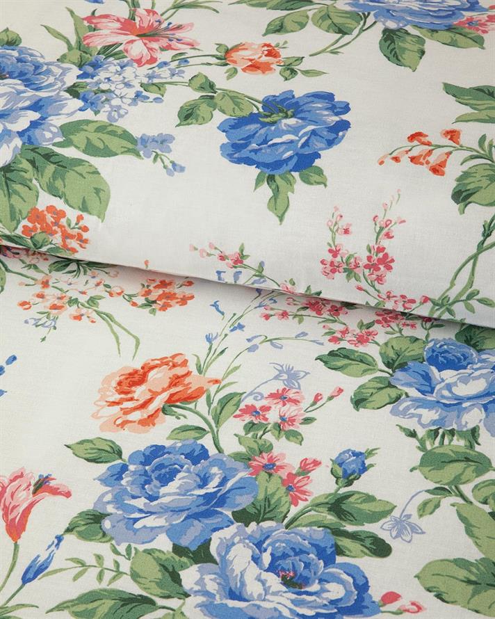 Set husa de pilota cu fata de perna, pentru o persoana, Rose Romance, bumbac, 160x220 cm/50x70 cm, bleu