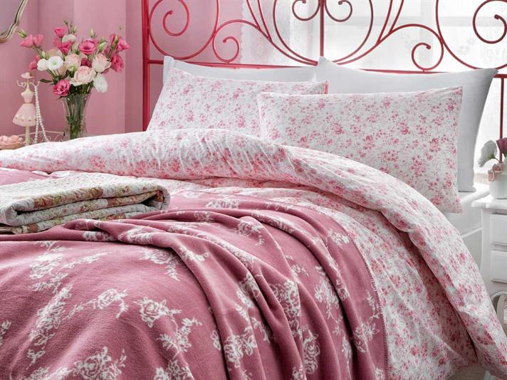 Rosery Cu Bumbac Double Lenjerie De Pat 200x220 cm Culoarea Trandafirului Uscat.