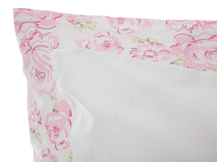 Rosey Rosses  Cu imprimeu  2 cu aplicații  FAȚĂ DE PERNĂ 50x70 cm Pink