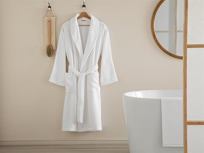 Halat de baie, Rosita, bumbac, L-XL, alb