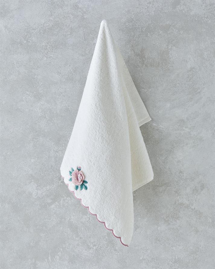Rossy Bumbac În Relief Brodat Prosop De Față 50x80 cm Ecru
