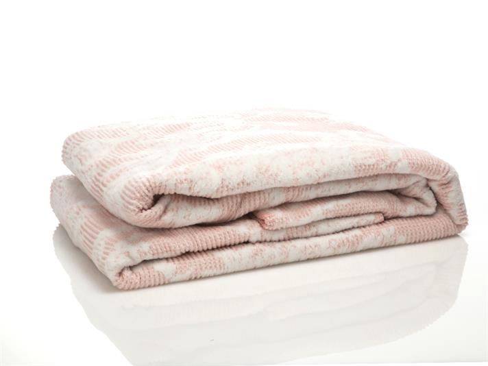 Rosy Damask  Waffle Double Person  PĂTURĂ 200x220 cm Pink