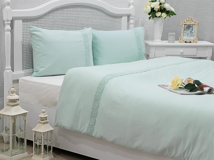 Rosy Lace Cu Kopanaki Double Lenjerie De Pat 200x220 cm Seledon
