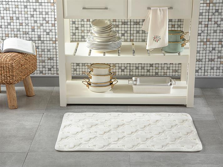 Covoraș de bucătărie antiderapant, Roxbury, poliester, 60x90 cm, alb