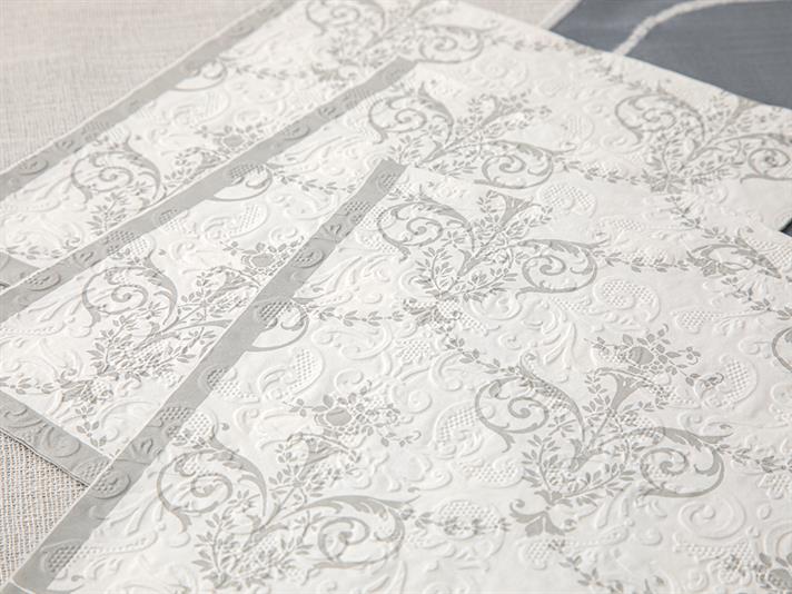 Royal Damask Paper 20 Set Tissue Napkin 33x33 cm Silver.