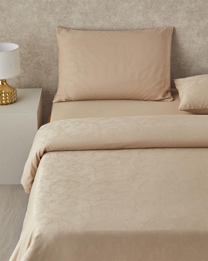 Royal Scroll Jacquard Bumbac Satinat Double Set Lenjerie De Pat 200x220 cm Gold Antic