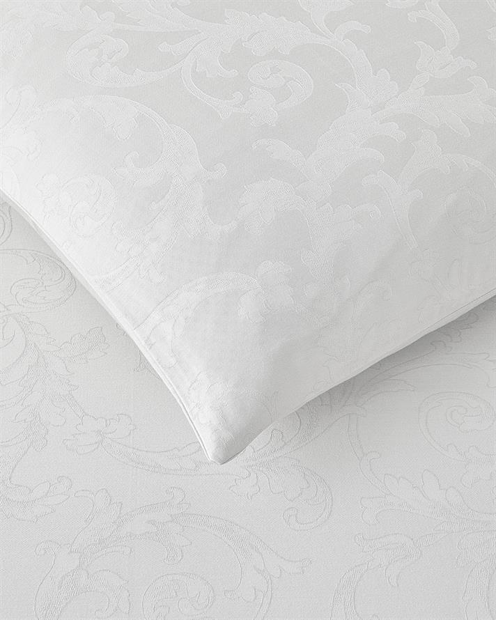 Royal Scroll Jacquard Bumbac Satinat Double Set Lenjerie De Pat 200x220 cm Alb