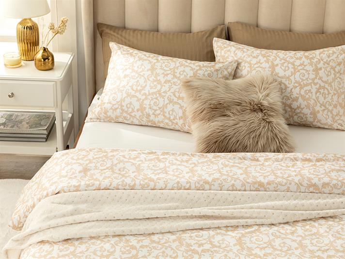 Royal Sroll Bumbac King Size Set Lenjerie De Pat 240*220 Cm Roz pal