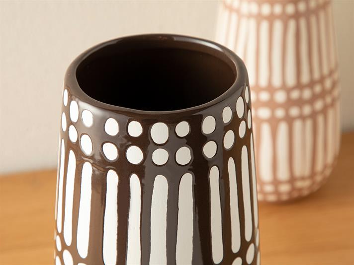 Vază, Royal Stripe, ceramică, 13x13x27 cm, maro