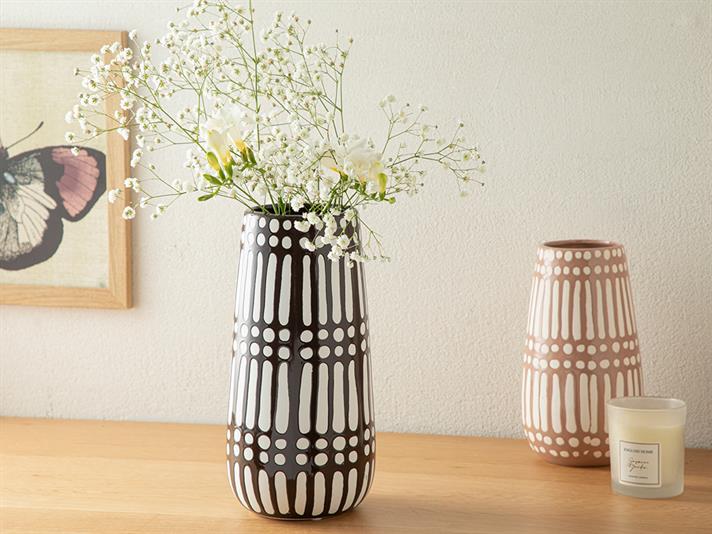 Vază, Royal Stripe, ceramică, 13x13x27 cm, maro