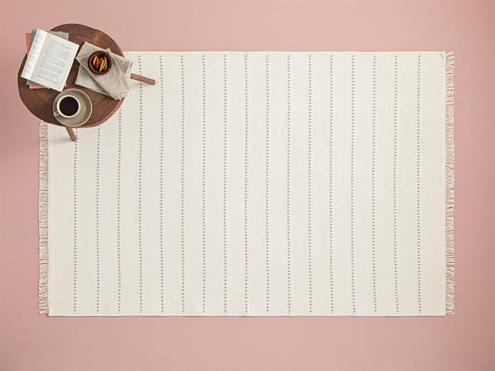 Covor țesut, Royal Stripes, 80x150 cm, bumbac, crem - bej