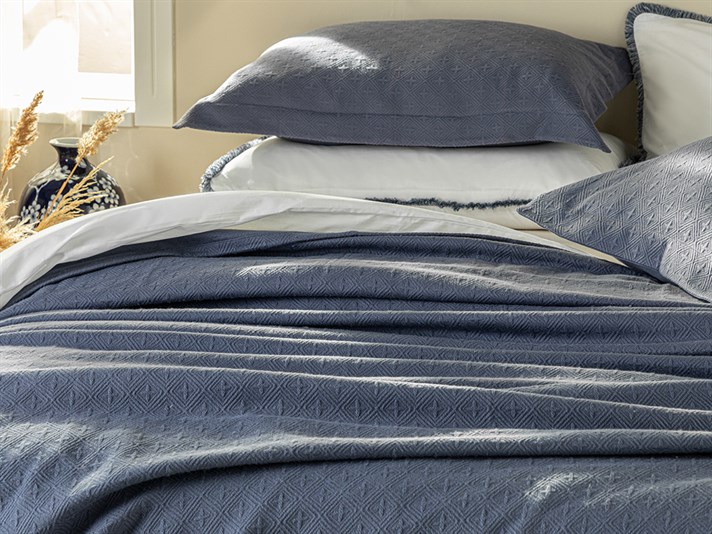 Royal Trellis Jacquard În Relief Single Set Cuverturi Pat 160x240 cm Bleumarin