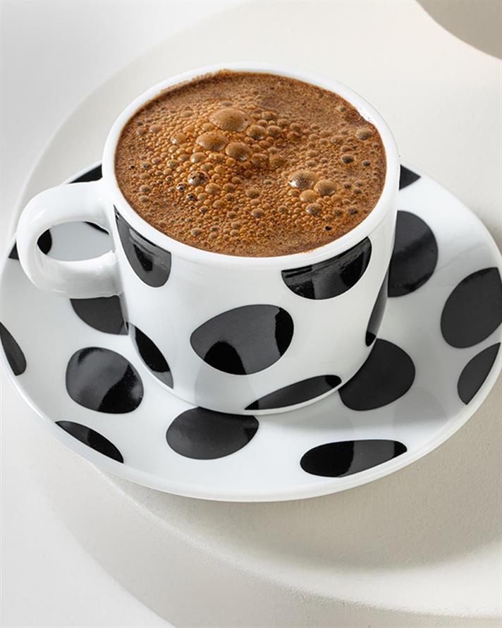 Rustic Dots Porcelain 4 Parça 2 Kişilik Coffee Cup Set 80 ml Black