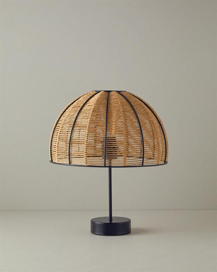 Rustic Wicker Table Lamp Beige