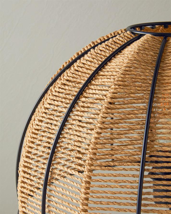 Rustic Wicker Table Lamp Beige