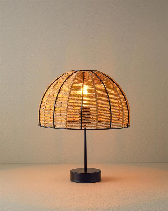 Rustic Wicker Table Lamp Beige