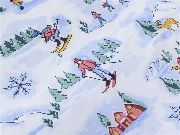Sărbători de zăpadă Cu Bumbac Single Lenjerie De Pat 160x220 cm Albastru