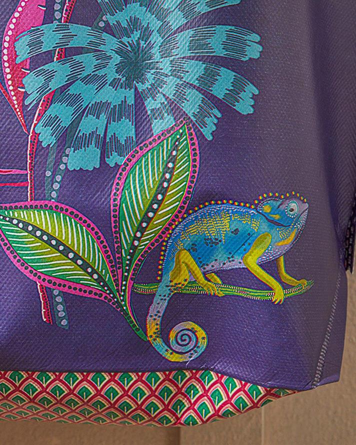 Sacosa de cumparaturi, Exotic Flower, polietilena, 54,5x38 cm, mov