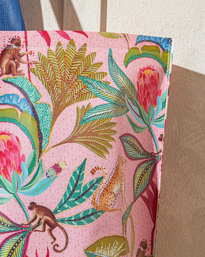 Sacosa de cumparaturi, Pink Exotic, polietilena, 54,5x38 cm, roz