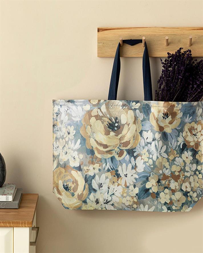 Sacosa De Cumparaturi, Roses, 54,5x38 Cm, Bleu