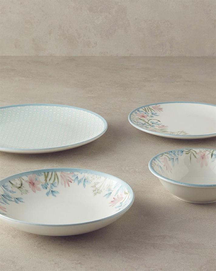 SAIGON PORȚELAN SERVICIU DE MASĂ 24 PARÇA 6 KIŞILIK ALBASTRU-ROZ