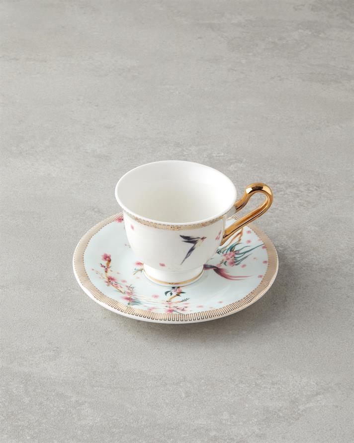 Sakura Dream Porțelan New Bone China 4 Piese 2 Persoane Set De Cești De Cafea 90 ml Verde deschis