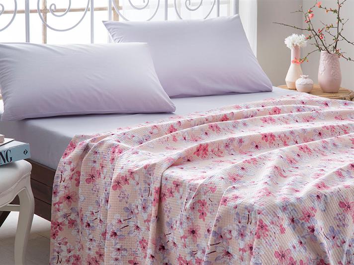 Sakura Joy Printed For One Person Summer Blanket Set 150x220 cm Pink
