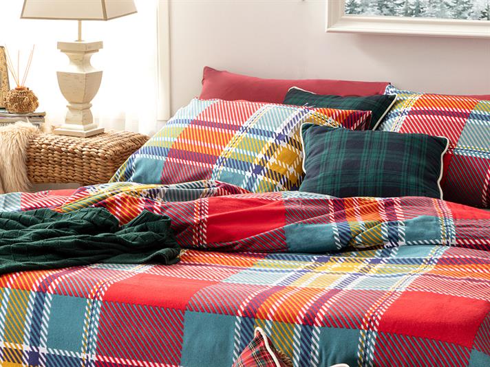Salford Flanelă King Size Set Lenjerie De Pat 240x220 cm Roșu