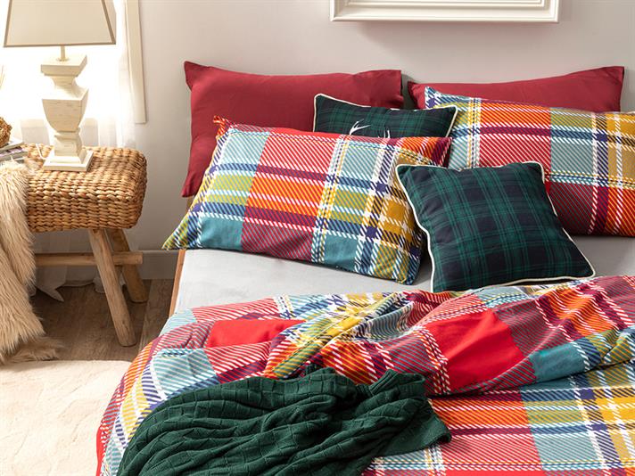 Salford Flanelă King Size Set Lenjerie De Pat 240x220 cm Roșu