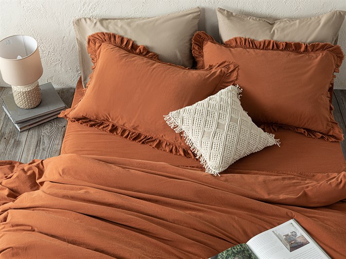 Sandy Antik Boyama  King Size  SET LENJERIE DE PAT 240x220 cm Terracotta