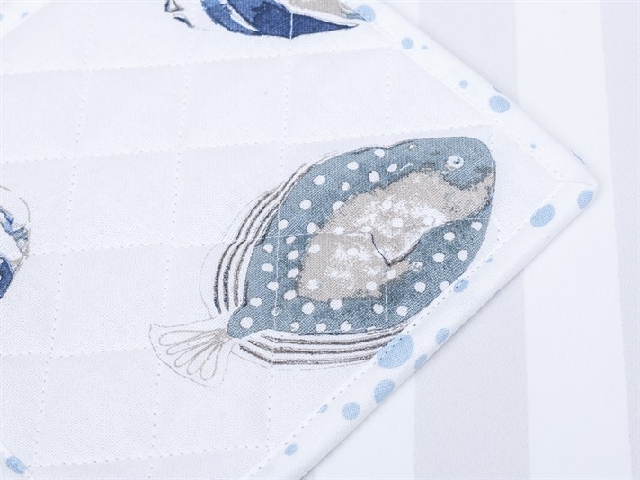 Sardina  Cu imprimeu  CÂRPĂ DE MÂNĂ 20x20 cm White-NavyBlue