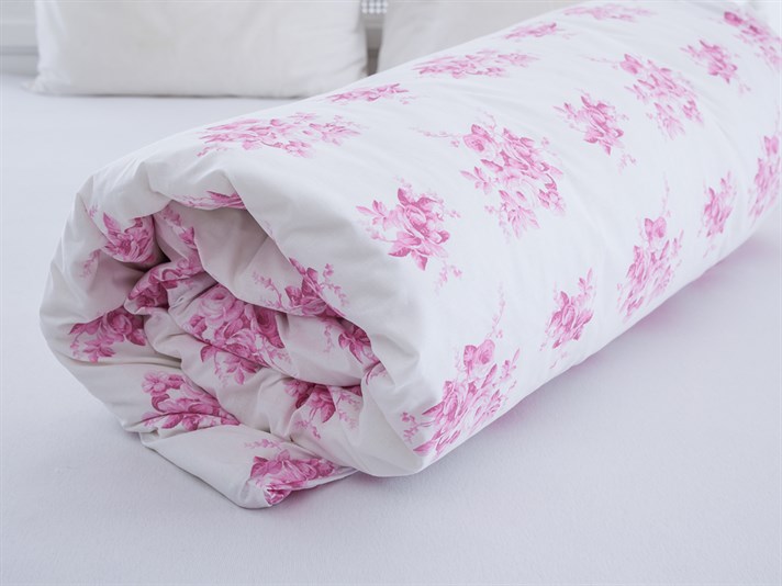 Satul a crescut Cu Bumbac Single Lenjerie De Pat 160x220 cm Roz închis